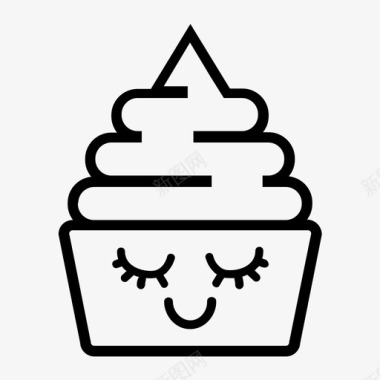 漂亮的冷冻酸奶甜点表情符号图标图标
