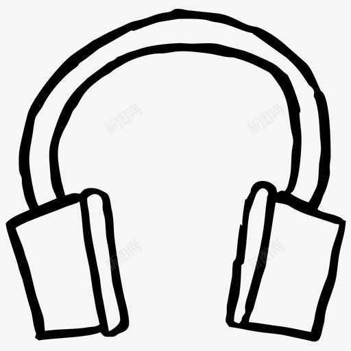 耳机手绘音乐图标svg_新图网 https://ixintu.com 声音 手绘 素描 耳机 音乐