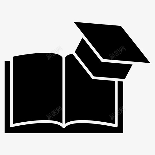 学习书本帽子图标svg_新图网 https://ixintu.com 书本 学习 学生 帽子 纸板