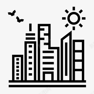 建筑城市元素摩天大楼图标图标