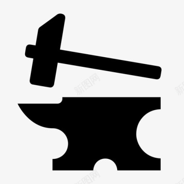 锤子和铁砧铁匠工艺图标图标