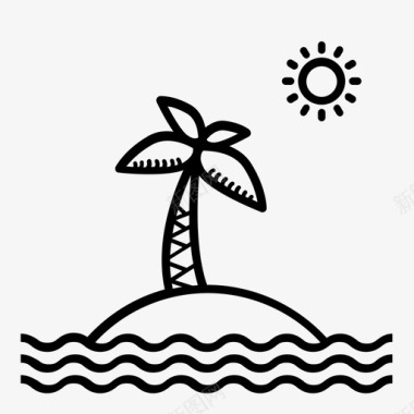 荒岛海滩棕榈图标图标