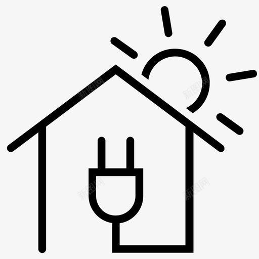 零能源之家电力绿色图标svg_新图网 https://ixintu.com 太阳能 电力 绿色 零能源之家