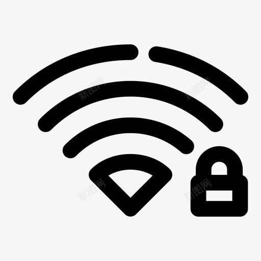 安全wifi连接锁图标svg_新图网 https://ixintu.com 安全wifi 密码 挂锁 连接 锁 面板切断