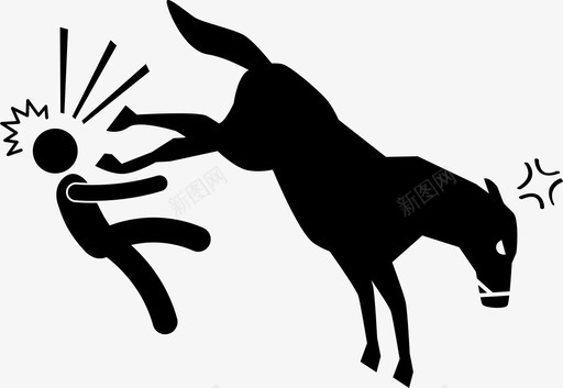 马踢人愤怒动物图标图标