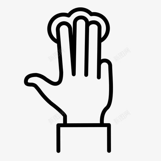 三个手指点击手按图标svg_新图网 https://ixintu.com 三个手指点击 三重 手 手势 按 触摸