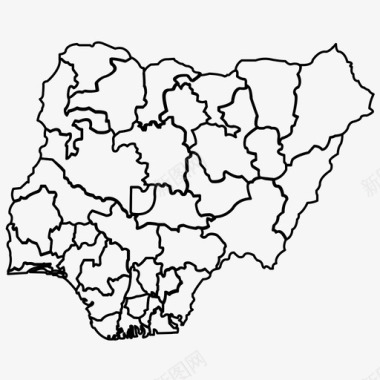 尼日利亚州非洲边界图标图标