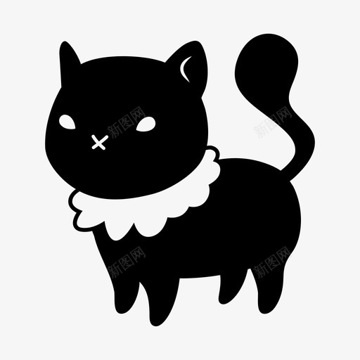 黑猫可爱万圣节图标svg_新图网 https://ixintu.com 万圣节 可爱 小猫 恐怖 黑猫