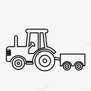 带拖车的拖拉机农业农场图标图标