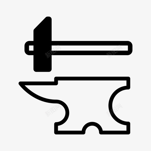 铁锤和铁砧铁匠升级图标svg_新图网 https://ixintu.com 升级 铁匠 铁锤和铁砧