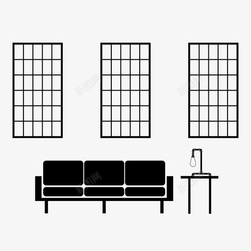 客厅家庭坐椅图标svg_新图网 https://ixintu.com 坐椅 客厅 家庭 房子周围 沙发