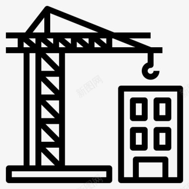 建筑起重机电梯图标图标