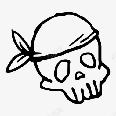 骷髅头巾海盗图标图标