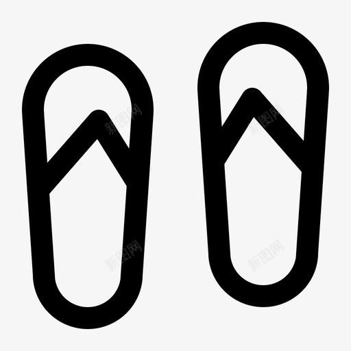 拖鞋舒适时尚图标svg_新图网 https://ixintu.com 双 拖鞋 时尚 服装和配件线图标 舒适 鞋类