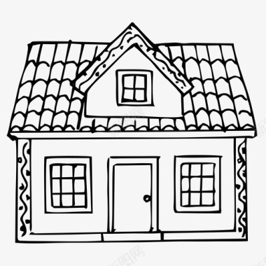 房子住宅手绘图标图标