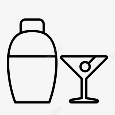 鸡尾酒摇壶饮料混合器图标图标