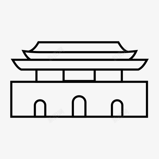北京建筑地标图标svg_新图网 https://ixintu.com 北京 地标 建筑 旅游 纪念碑 首都世界地标线