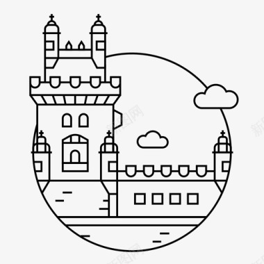 里斯本城堡城市图标图标