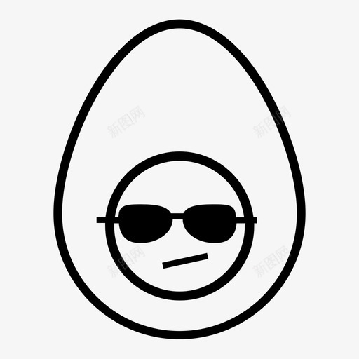 酷蛋煮鸡蛋表情符号图标svg_新图网 https://ixintu.com 太阳镜 煮鸡蛋 臀部 表情符号 酷蛋