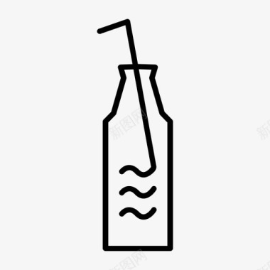 汽水瓶汽水吸管图标图标