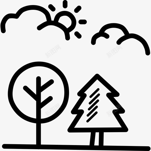 树木生态环境图标svg_新图网 https://ixintu.com 夏日涂鸦 树木 森林 环境 生态 自然 阳光
