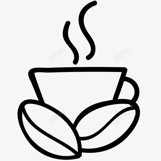 热咖啡咖啡豆涂鸦图标svg_新图网 https://ixintu.com 咖啡豆 涂鸦 涂鸦咖啡馆 热咖啡 茶杯 饮料