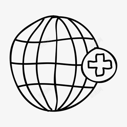 地球仪十字红十字图标svg_新图网 https://ixintu.com 世界 十字 地球仪 红十字