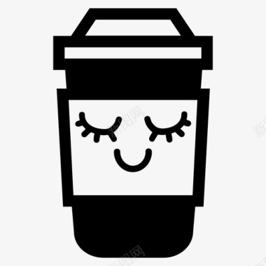 漂亮的外卖咖啡杯卡布奇诺快乐图标图标