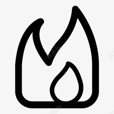 火热线性正方形图标图标
