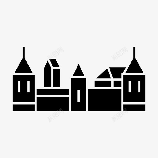 维利努斯建筑地标图标svg_新图网 https://ixintu.com 地标 建筑 旅游 纪念碑 维利努斯 首都世界地标符号
