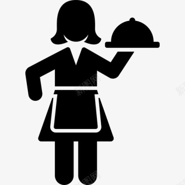 手上拿着盘子的女人食物职业女性图标图标