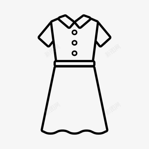 短袖连衣裙衣服夏装图标svg_新图网 https://ixintu.com 夏装 女装 短袖连衣裙 衣服