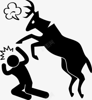 鹿攻击人动物羚羊图标图标