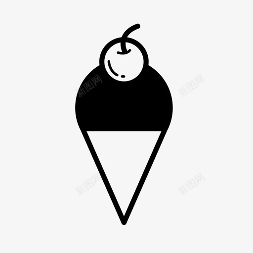 冰淇淋筒樱桃巧克力图标svg_新图网 https://ixintu.com 冰淇淋筒 巧克力 樱桃 食物