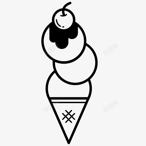 冰淇淋筒樱桃巧克力酱图标svg_新图网 https://ixintu.com 冰淇淋筒 巧克力酱 樱桃 食品