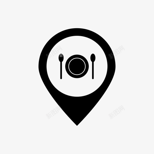 大头针地图钉盘子图标svg_新图网 https://ixintu.com 地图钉 大头针 盘子 餐厅