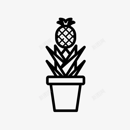 盆栽菠萝植物图标svg_新图网 https://ixintu.com 园丁02 植物 灌木 盆栽 菠萝