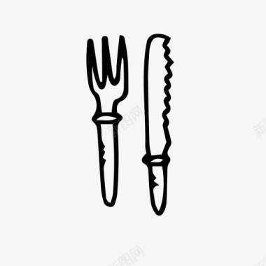 餐具涂鸦叉子图标图标
