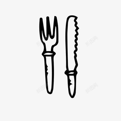 餐具涂鸦叉子图标svg_新图网 https://ixintu.com 刀 叉子 涂鸦 食物涂鸦 餐具