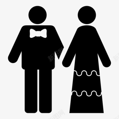 新娘和新郎家庭婚姻图标图标