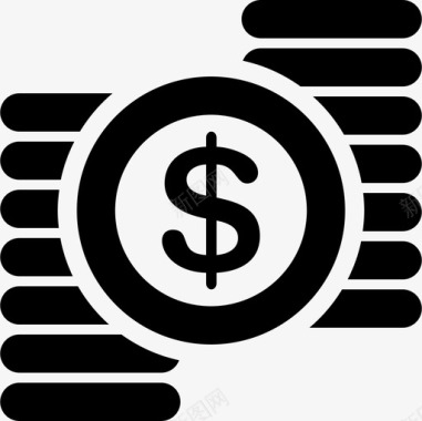 美元符号和成堆的硬币商业办公用品图标图标