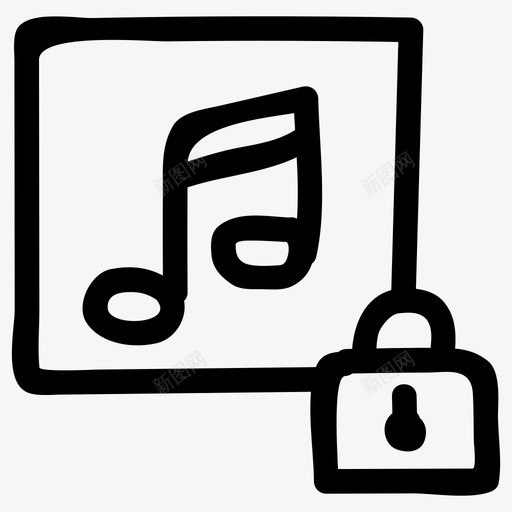 锁音频文件图标svg_新图网 https://ixintu.com 多媒体 媒体 文件 锁 音乐锁 音乐音频和视频手绘 音频