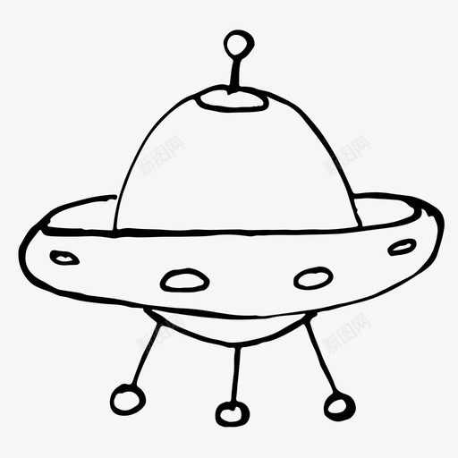 飞碟外星人素描图标svg_新图网 https://ixintu.com 外星人 太空 素描 素描图标 飞碟