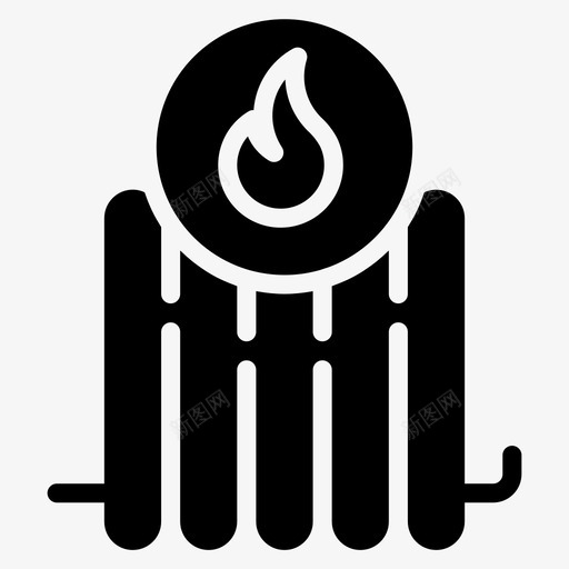 散热器热火焰燃气图标svg_新图网 https://ixintu.com 家用自动化固体 散热器热 暖气 火焰 燃气