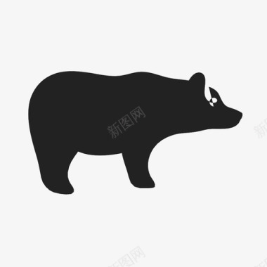 灰熊动物单行图标图标