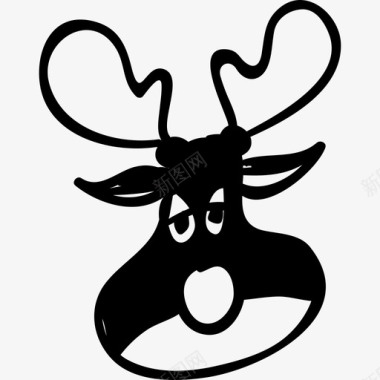 卡通驯鹿动物手绘圣诞图标图标