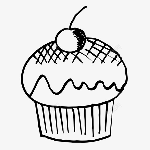 纸杯蛋糕食物手绘图标svg_新图网 https://ixintu.com 我妻子的收藏 手绘 素描 纸杯蛋糕 食物