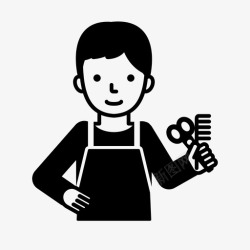 发廊梳子和剪刀理发师理发店梳子和剪刀图标高清图片