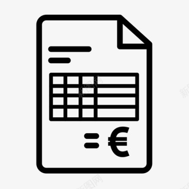 账单欧元账单发票图标图标