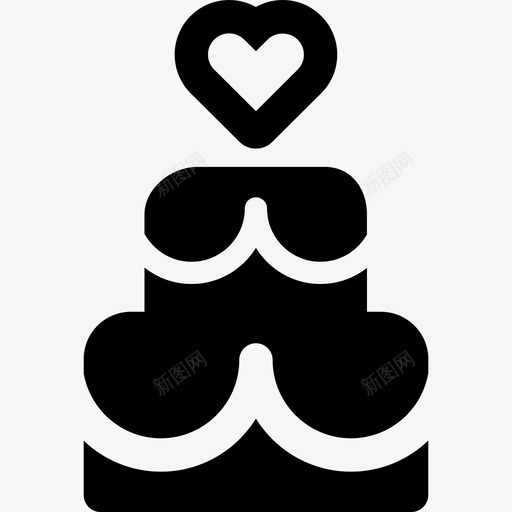 婚礼蛋糕上装饰着一颗心食物圣瓦伦丁图标svg_新图网 https://ixintu.com 圣瓦伦丁 婚礼蛋糕上装饰着一颗心 食物